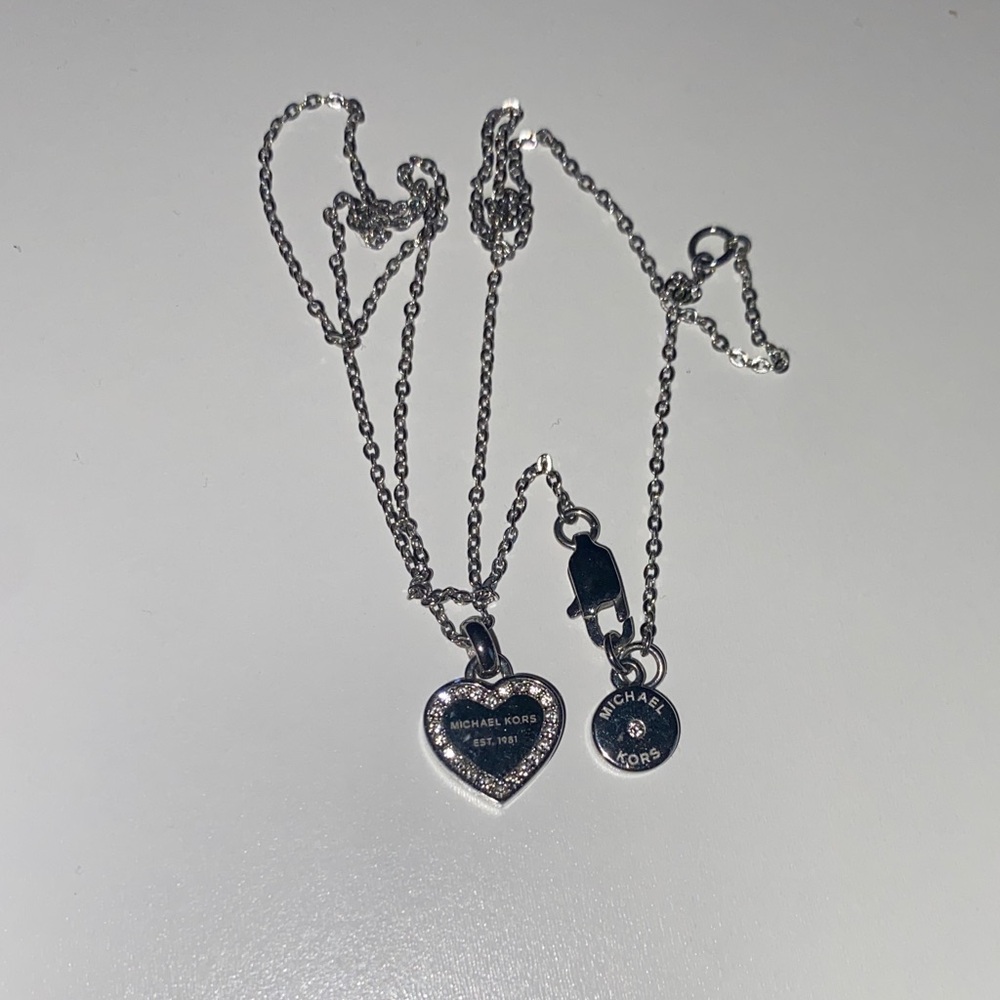 Michael Kors Silver Heart Charm Necklace